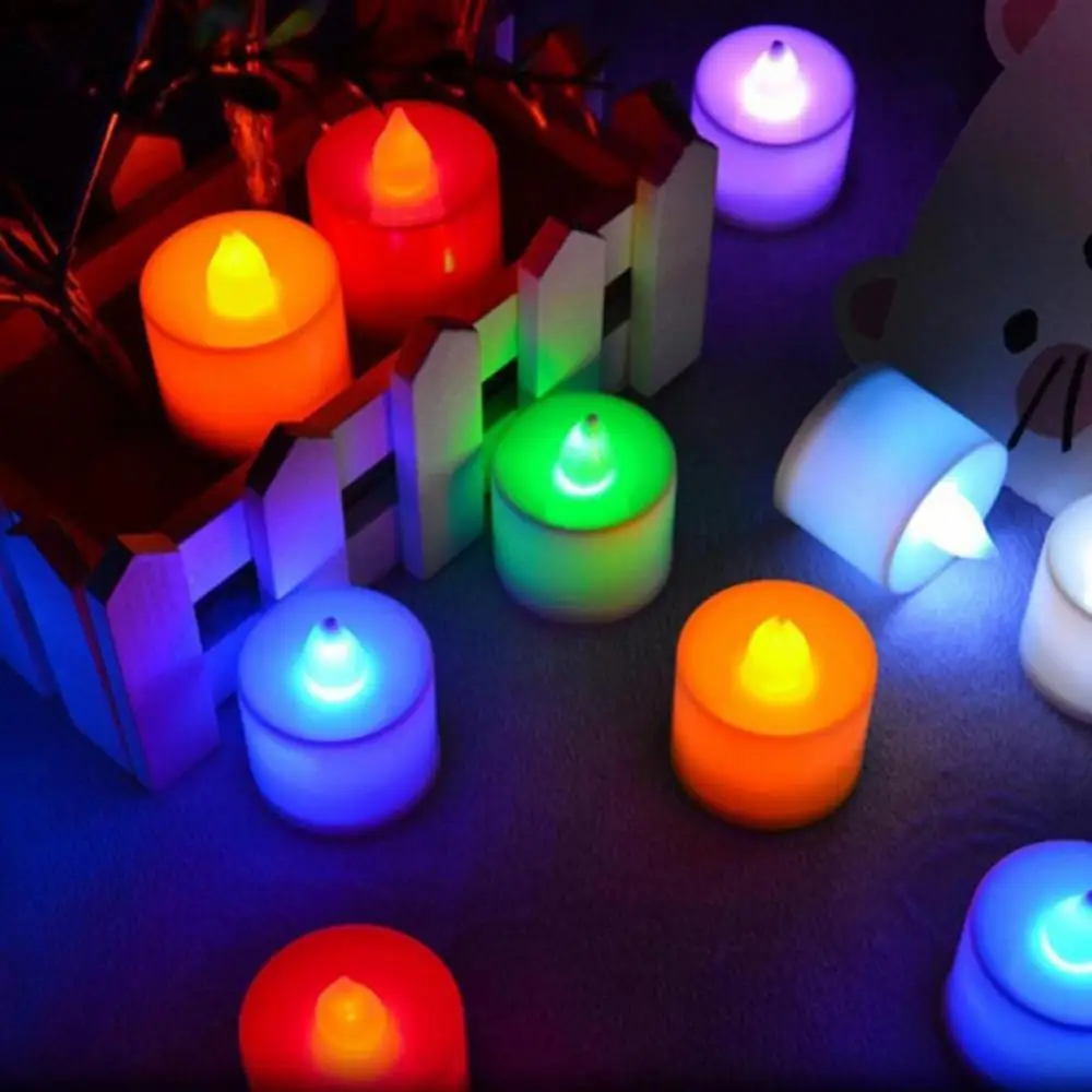 1 Pc Multicolor Flameless LED Candles Battery Operated Tea Light Birthday Party Wedding Romantic Lights Valentine's Day Decor
