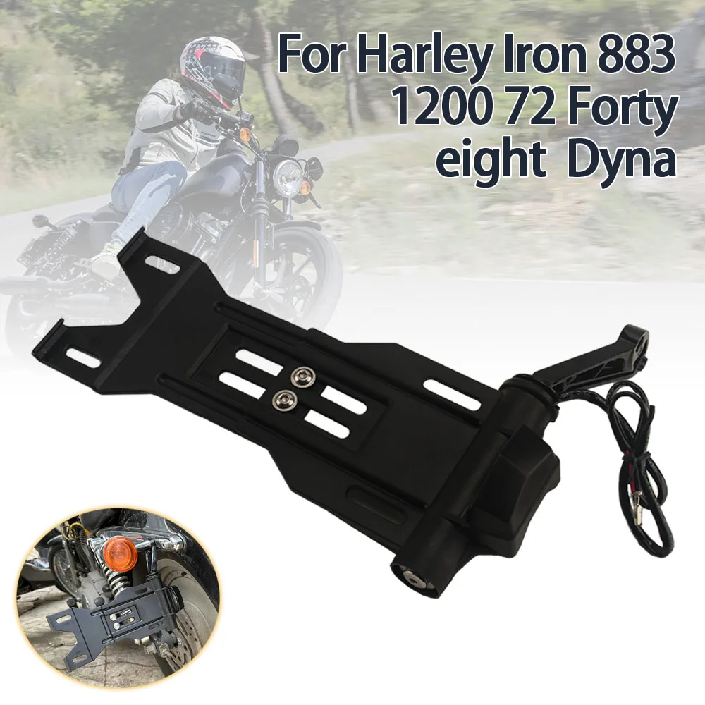 

Motocycle Black LED Foldable Side Mount License Plate Bracket Holder For Harley Sportster XL 883 1200 Forty Eight 2004-2019