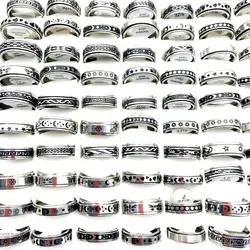 20PCs Men Women Rings Stainless Steel Spinner Double Rotatable Trendy Fashion Jewelry Wholesale