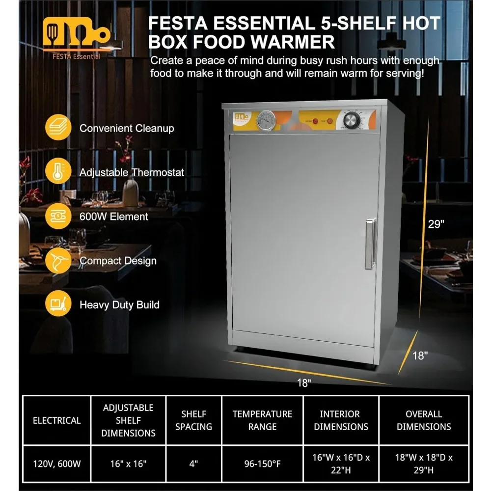 Imagem -02 - Elétrica Comercial Hot Box Food Warmer Bancada Holding Cabinet Aquecimento Forno para Catering Pizza e Pretzel 5-shelf