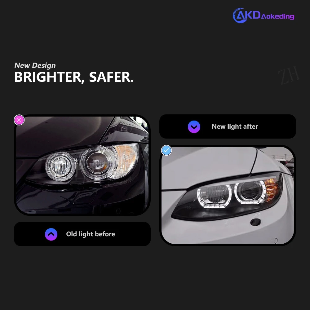 For BMW E92 Headlights 2006-2012 E93 DRL Day Running Light LED Bi Xenon Bulb Fog Lights Car Accessory 330i 335i E93 Head Lamp