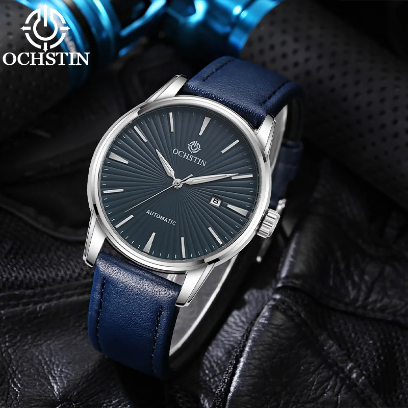 OCHSTIN Men's Originale Automatic Mechanical Watch Man Soft Skin-friendly Genuine Leather Strap Gentleman Business Casual Clock