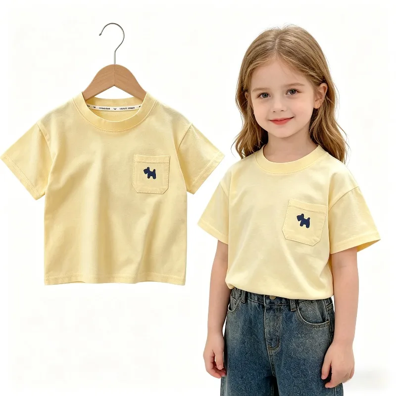 Children's Soft Cotton T-shirt Cotton Boys Summer Baby Boys and Girls New Clothing Girls Loose Casual Blouse Half-sleeved