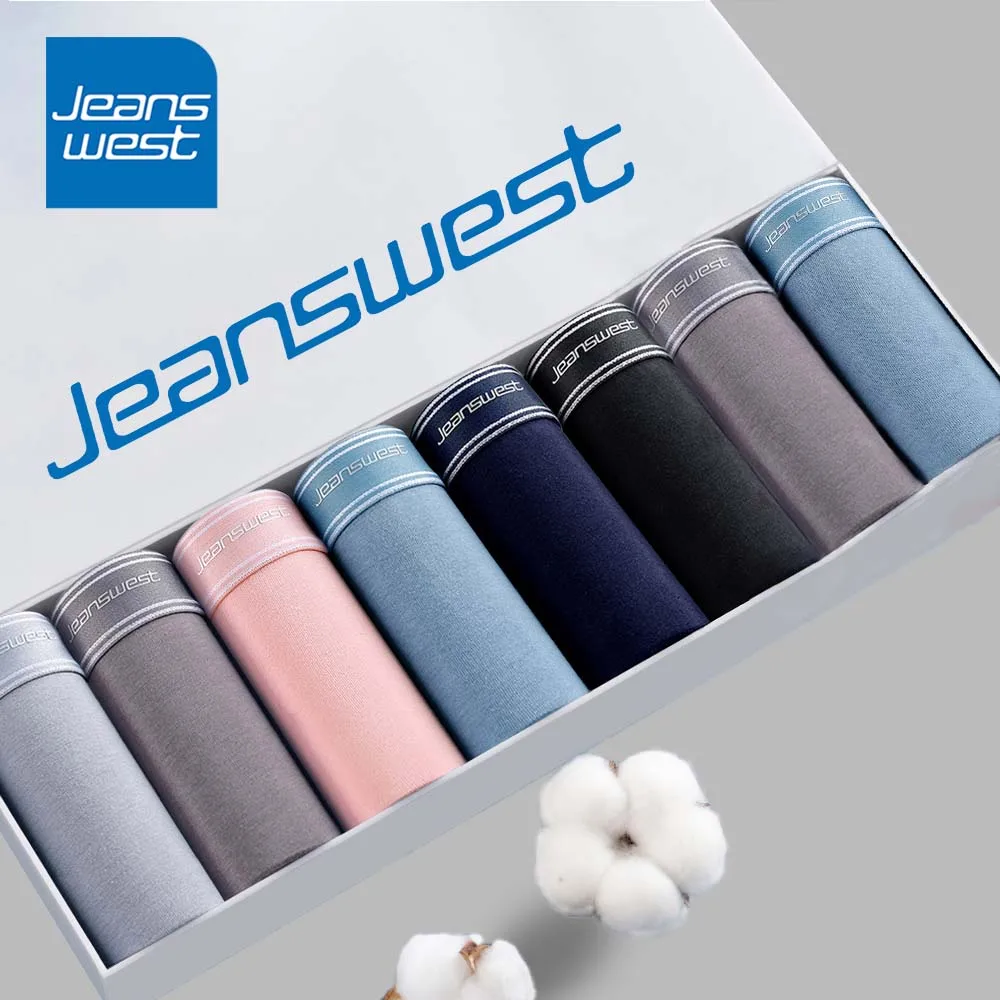 

JEANSWEST 8Pcs Man Underwear Sexy U Pouch Design Underwear For Man Brand Boxers Men Solid Color Cotton Men's panties