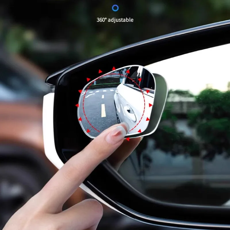 2pcs Car Blind Spot Mirror 360 Degree Rotating Frameless Auxiliary Rearview Mirror Auto Motorcycle Wide Angle Sector Mirrors