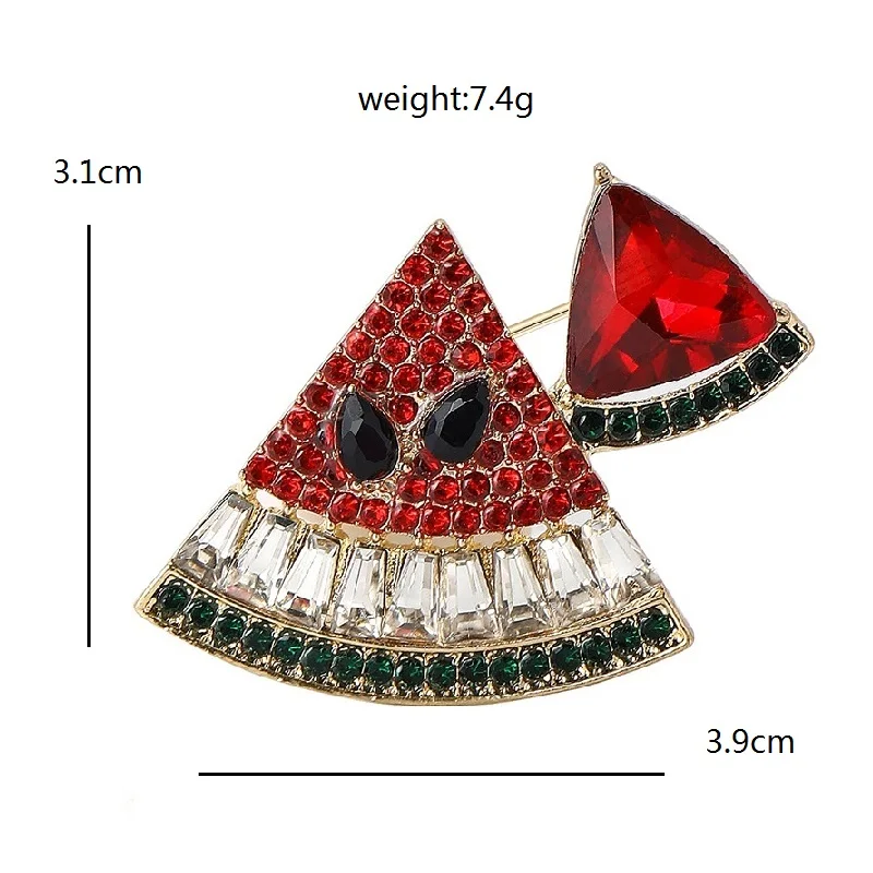 Wuli&baby Shining Watermelon Brooches Pins For Women Unisex 2-color Rhinestone Lovely Fruits Flower Brooch Pin Gifts