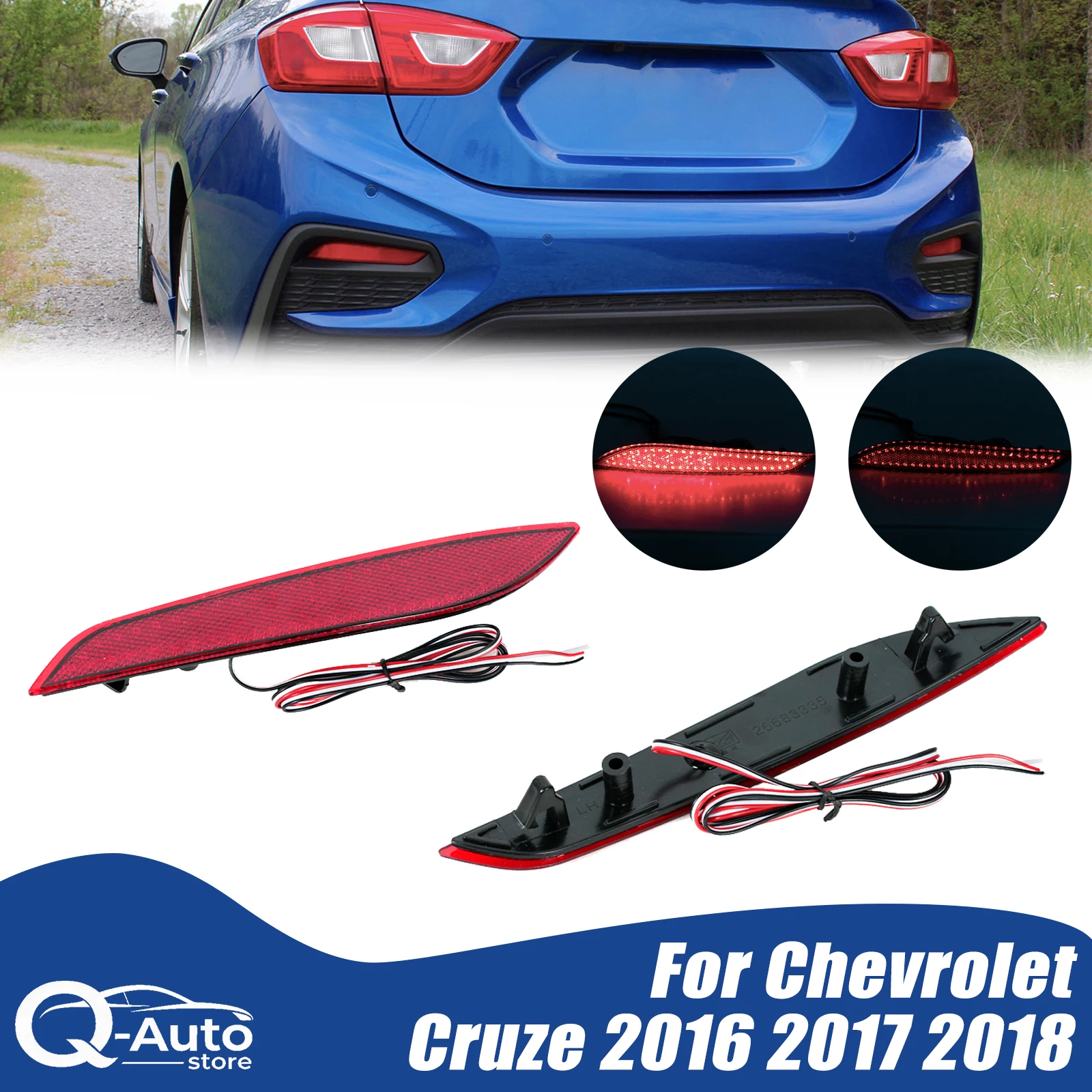 For Chevrolet Cruze 2016 2017 2018 LED Rear Bumper Parking 2/3 Functions Fog Brake Light Reflector Turn Signal Stop Lamp Warning