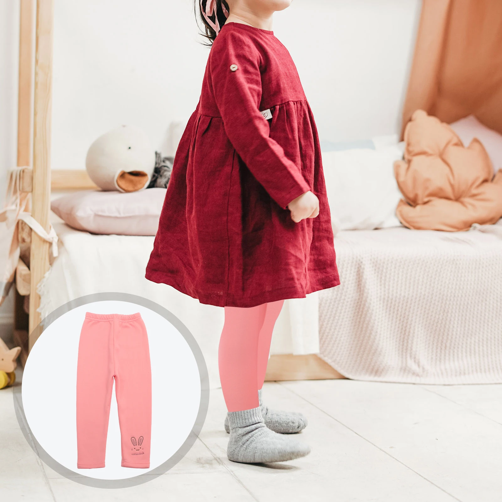 

Girls Warm Leggings Fleece Lined Thermal Pants Cozy Comfortable Soft Elastic Winter Kids Uniform Tights Retention Effect