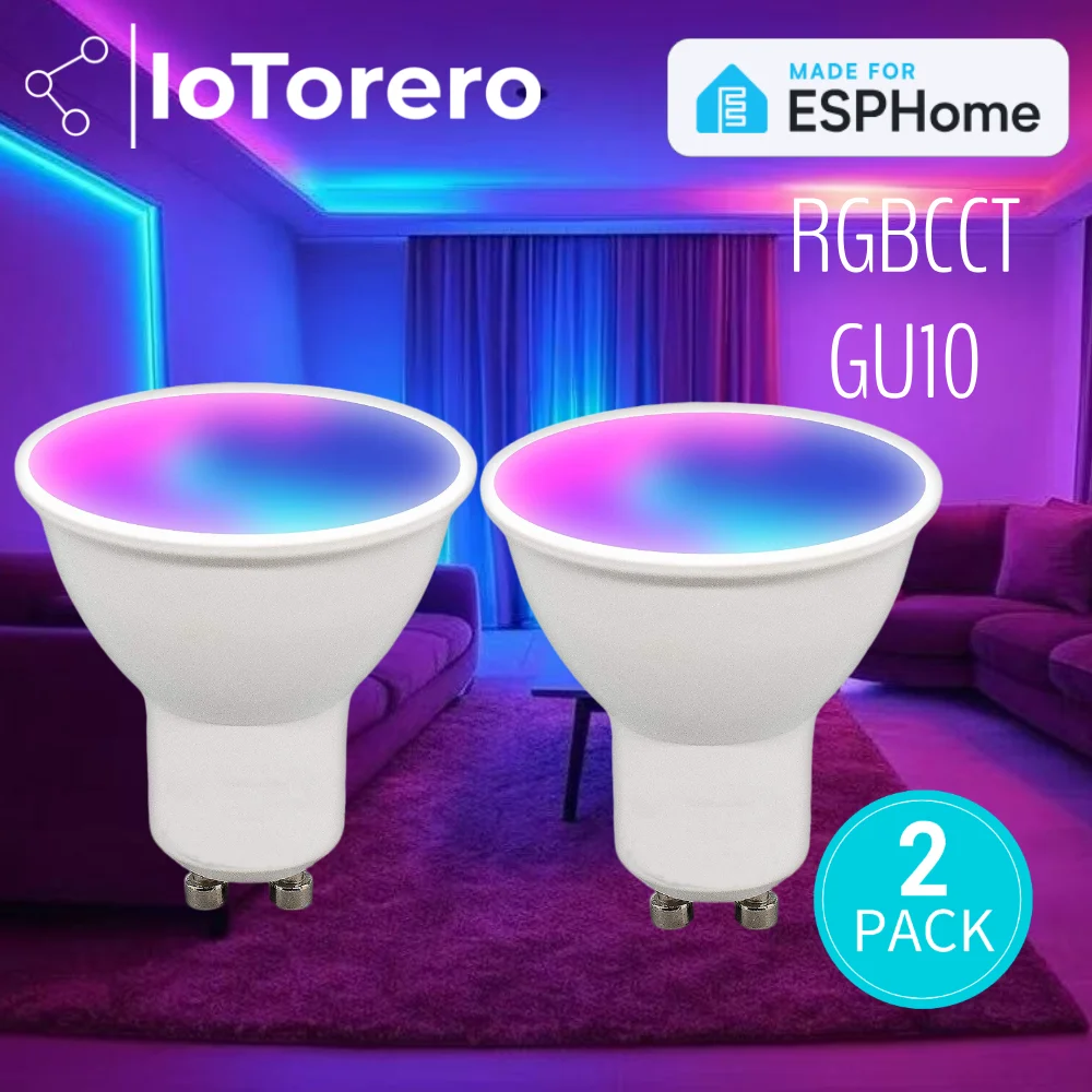 

IoTorero, сделанная для 2-Pack GU10 RGBCCT светодиодная лампа ESPHome, работает с домашним помощником