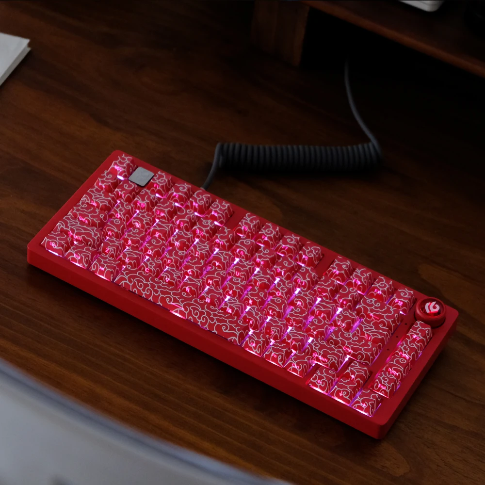 136 kunci tutup kunci merah awan menguntungkan tombol cetak samping Backlit profil ceri PBT topi kunci tembakan ganda untuk Keyboard Game MX