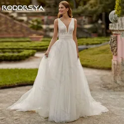 RODDRSYA A Line Wedding Dress Boho Elegant Sleeveless Lace Backless Tulle Bridal Dresses Appliques Women vestido de novias 2024