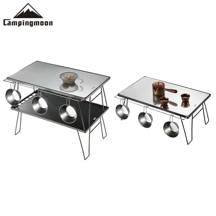 CAMPINGMOON T-2305 IGT Tragbare Spleißen Picknick Edelstahl Hochlager Outdoor Camping Top Platte Klapptisch Bord – Detail 14