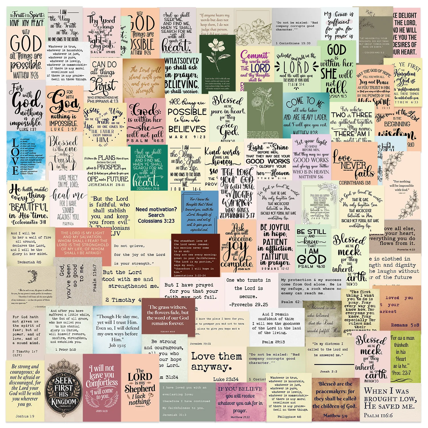 

105Pcs Bible Stickers Jesus Phrase Decals For Laptop Scrapbook Luggage Guitar Helmet DIY Graffiti Aesthetic Stickers