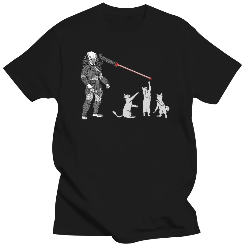 Predator Laser Pointer Cats T Shirt Unisex Funny Adult Cotton Alien Movie New