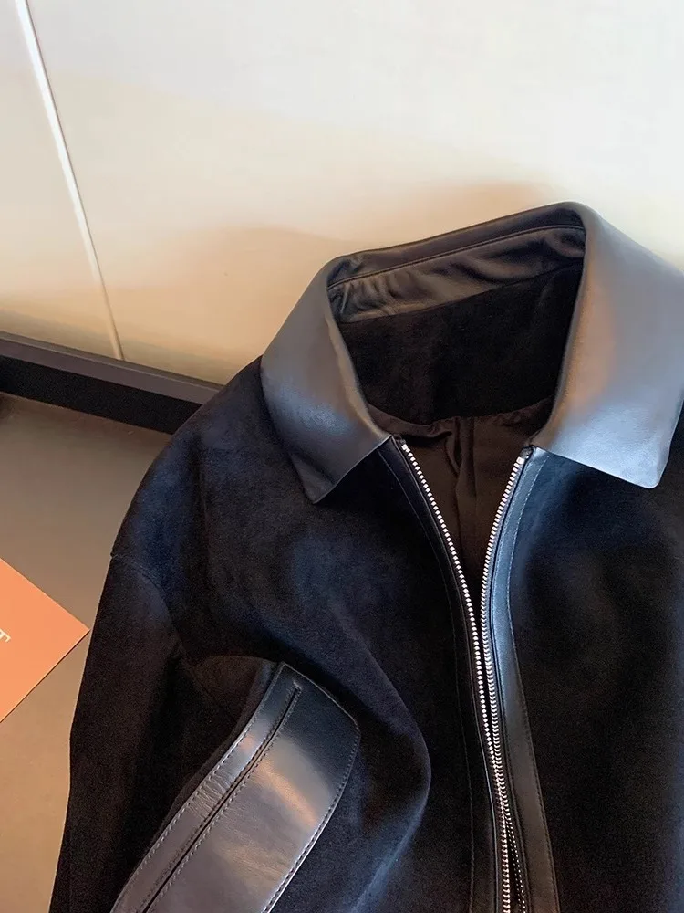 เสื้อท็อปทรงเข้ารูป ปกหนังแบบแพทช์เวิร์ค วินเทจ หนังกลับหรือหนังแท้ สำหรับผู้หญิง สไตล์หรูหรา ให้ความรู้สึกพรีเมียม เหมาะสำหรับฤดูใบไม้ผลิและฤดูใบไม้ร่วง