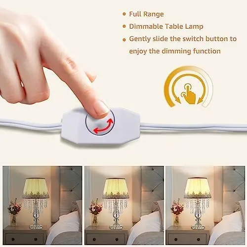 Modern Crystal Table Lamp Set of 2 with Dimmable Light for Bedroom Living Room Elegant Design view 5