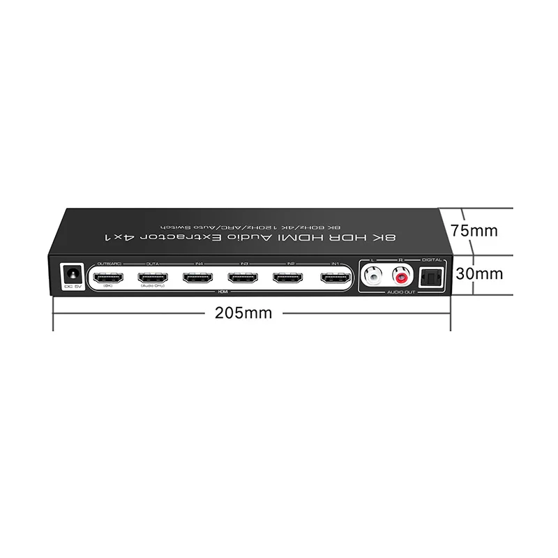محول محول متوافق مع HDMI 8K HDR مستخرج الصوت 4X1 HDR محول مقسم الفيديو 4K @ 120 هرتز/8 كيلو @ 60 هرتز HUB