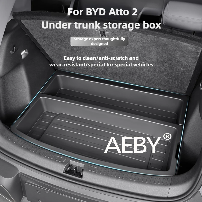 AEBY For BYD Atto 2 2024-2025 Hidden Trunk Storage Box,Lower Compartment Organizer Tray,Extra Storage Box,Keep Cargo Clean