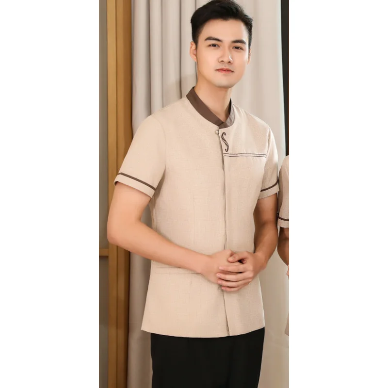 Uniforme de travail pour les femmes, ensemble à manches courtes, vêtements pour tante d'hôtel, nettoyeur de propriété d'hôtel, tenue d'été pour serveur