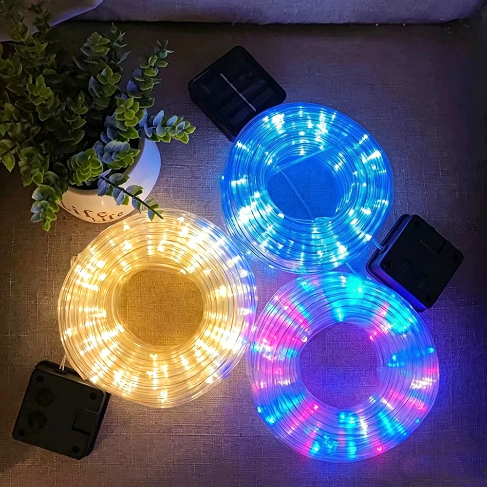 Solar Rope Lights Outdoor, 50LEDs/ 100LEDs Solar Garden Tube Lights Copper Wire Lights for Garden Christmas Party Wedding Decor