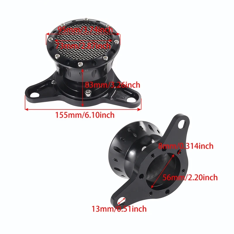 Retro CNC Aluminum Velocity Stack Air Intake Filter Cleaner For 2004-2019 XL Series Custom Sport Motorbikes