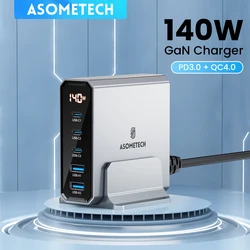 데스크탑 USB C 고속 충전기, 5 인 1, 140W GaN 충전기, PD3.0 QC 4.0 3.0 PPS USB C 타입 충전기, 아이폰 15 맥보용 LED 디스플레이 충전기