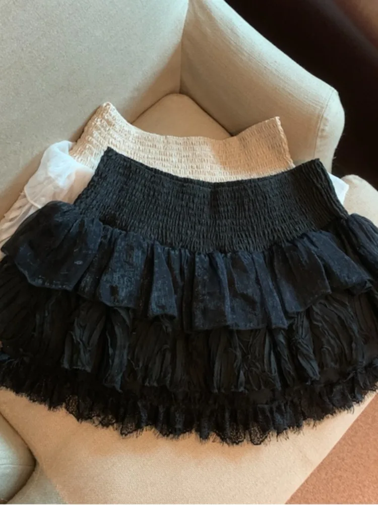 Sweet Ballet Sle Puffy Cake ort Gonna Donna Autunno Faion Piccole dimensioni Vita alta Slim A-Line Gonne anti-luce