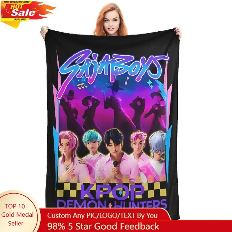 

Saja Boys Kpop Demon Hunters Blanket Fleece Summer Multifunction Warm Throw Blanket for Bed Couch Custom blankets
