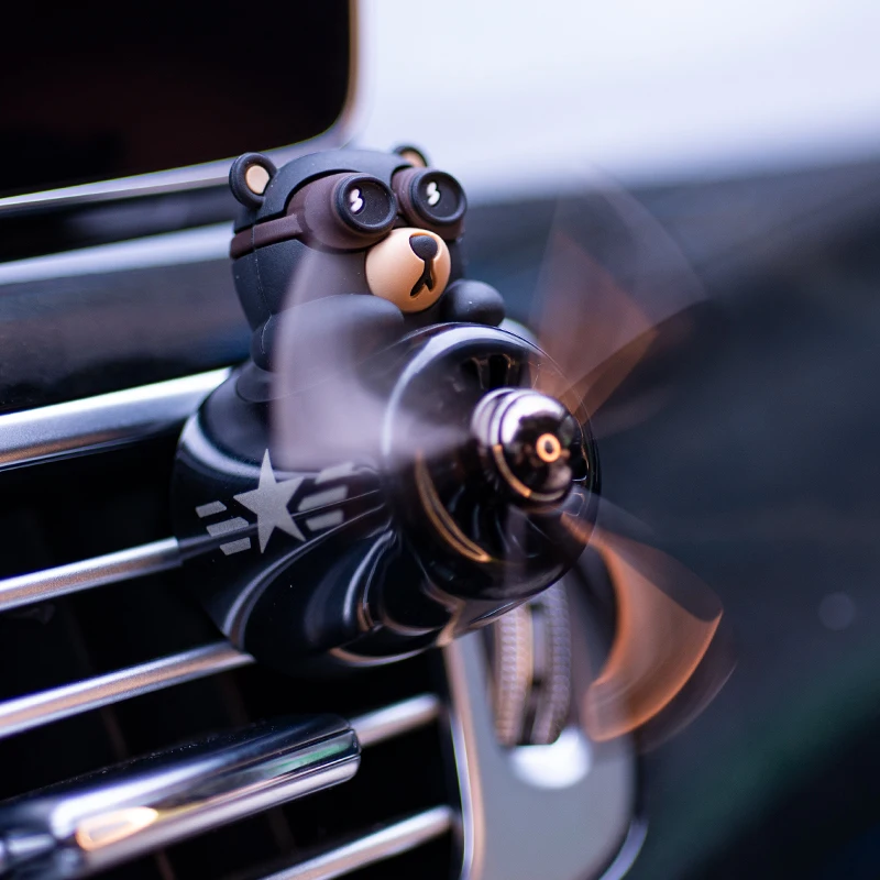Rotating airplane pilot bear car air freshener accessories interior decoration fan vent clip perfume fragrance diffuser ornament