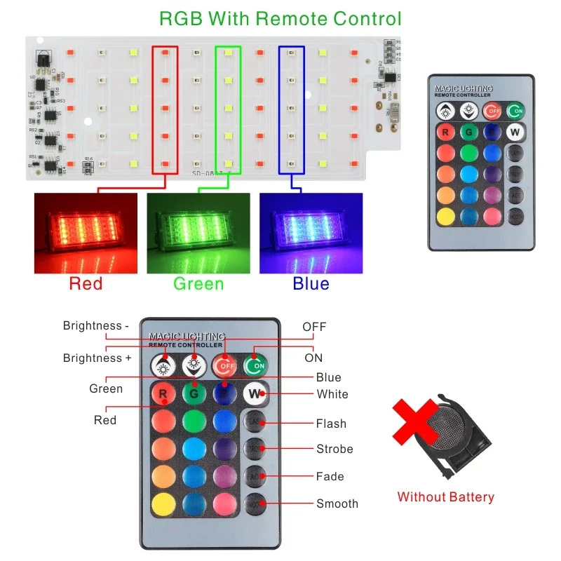 50w led chip de luz de inundação smd 2835 holofote holofotes ao ar livre contas ac 220v para lâmpada de rua led iluminação da paisagem rgb chips