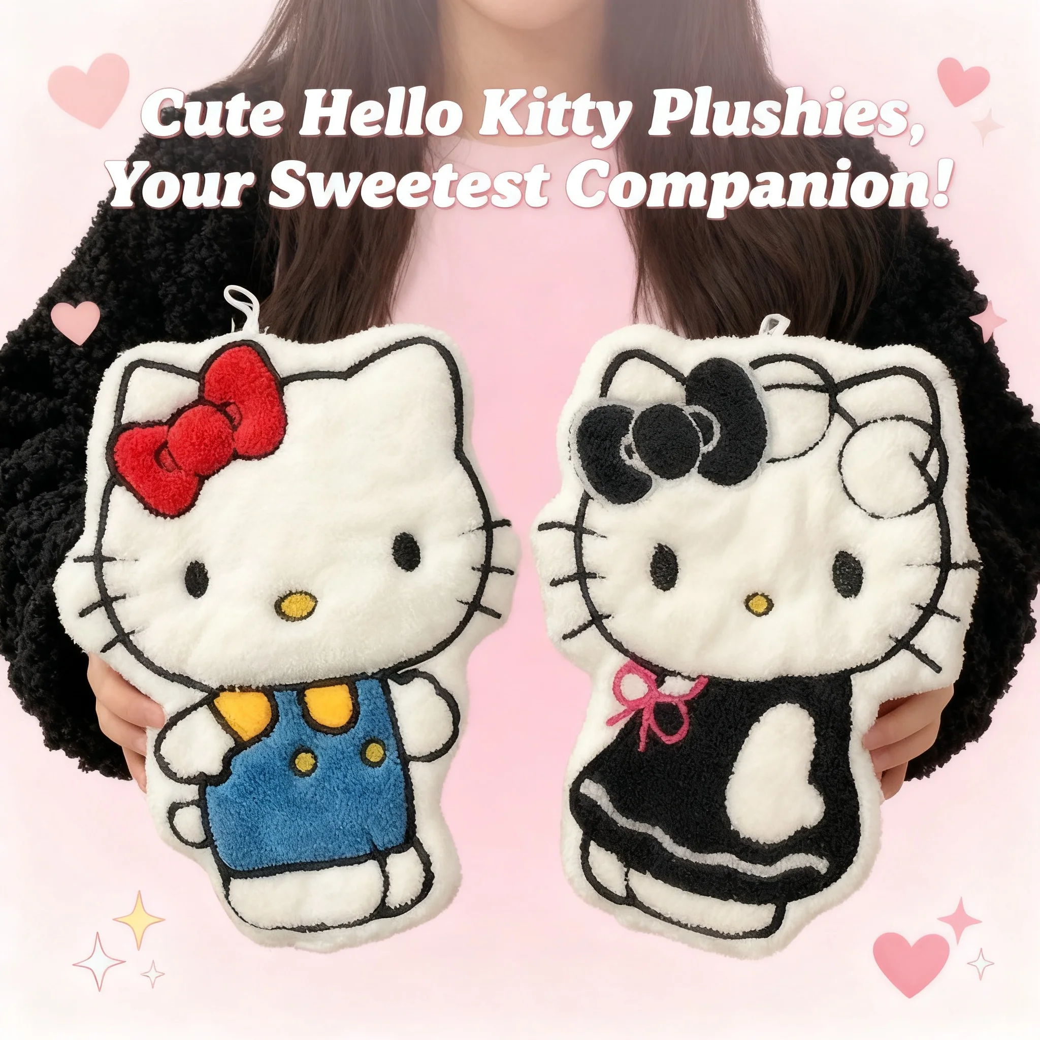 

Coral Velvet Double Layer Thick Water Absorbent Soft Hand Towel Hello Kitty Kawaii Cartoon Anime Hanging Type Hand Washing