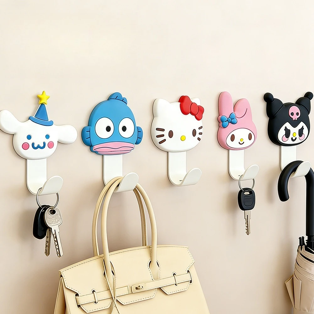 

Sanrio Hello Kitty Kuromi Cinnamoroll My Melody Pudding Dog Clownfish Hook No Punching Strong Loadbearing Adhesive Hook Bathroom