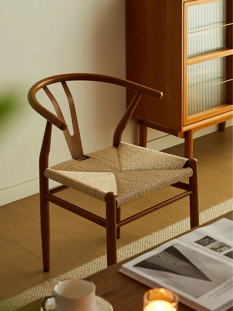 Silla de Comedor de Estilo Retro para el Hogar, Silla de Oficina para Té, Silla de Hierro con Respaldo Grueso, Silla de Cuerda, Sillón de Alta Gama con Reposabrazos