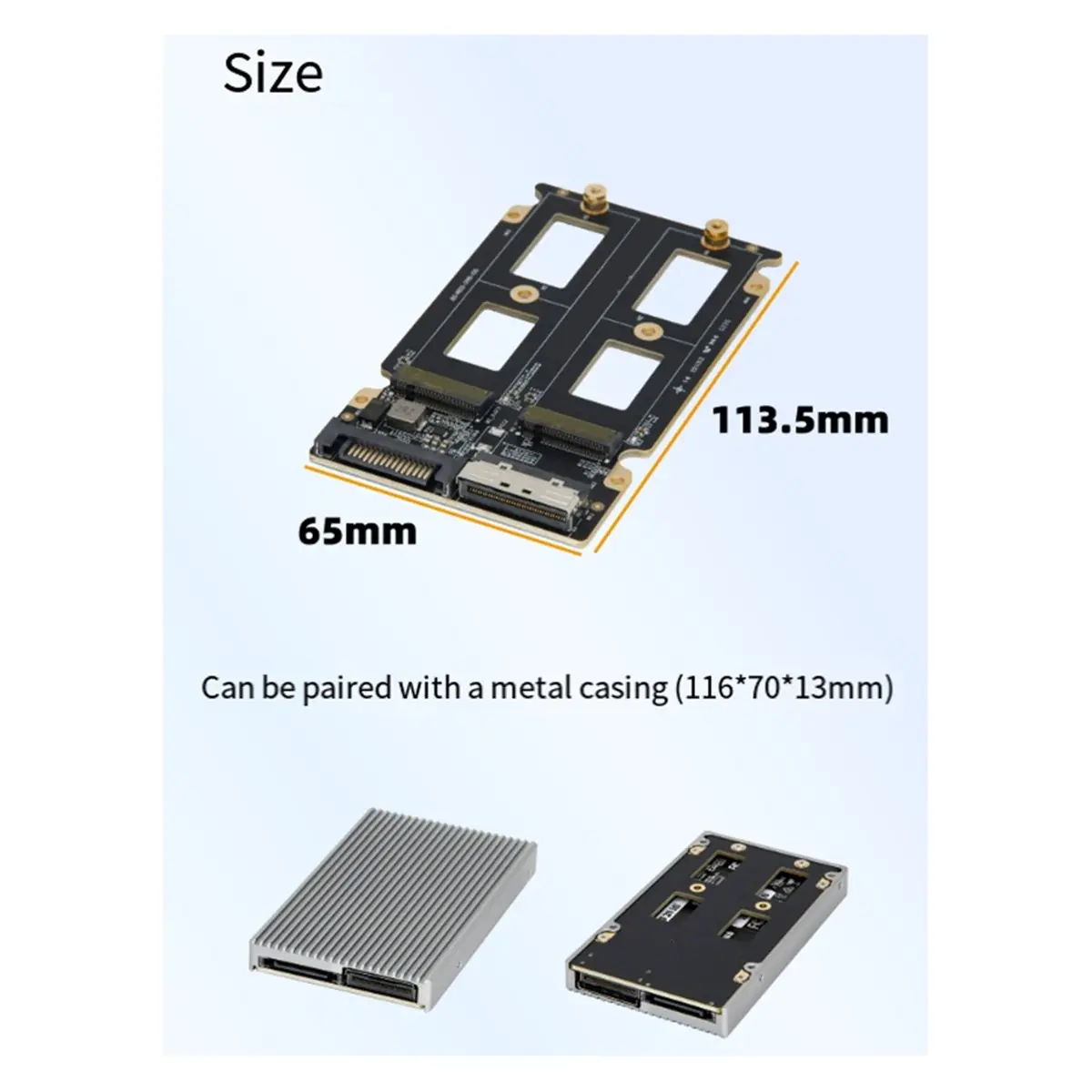 2026 New MCIO to 2 M.2 2280 NVMe Adapter Boards with A-B Cable 75cm for Motherboard External Graphics Card GPU 2.5