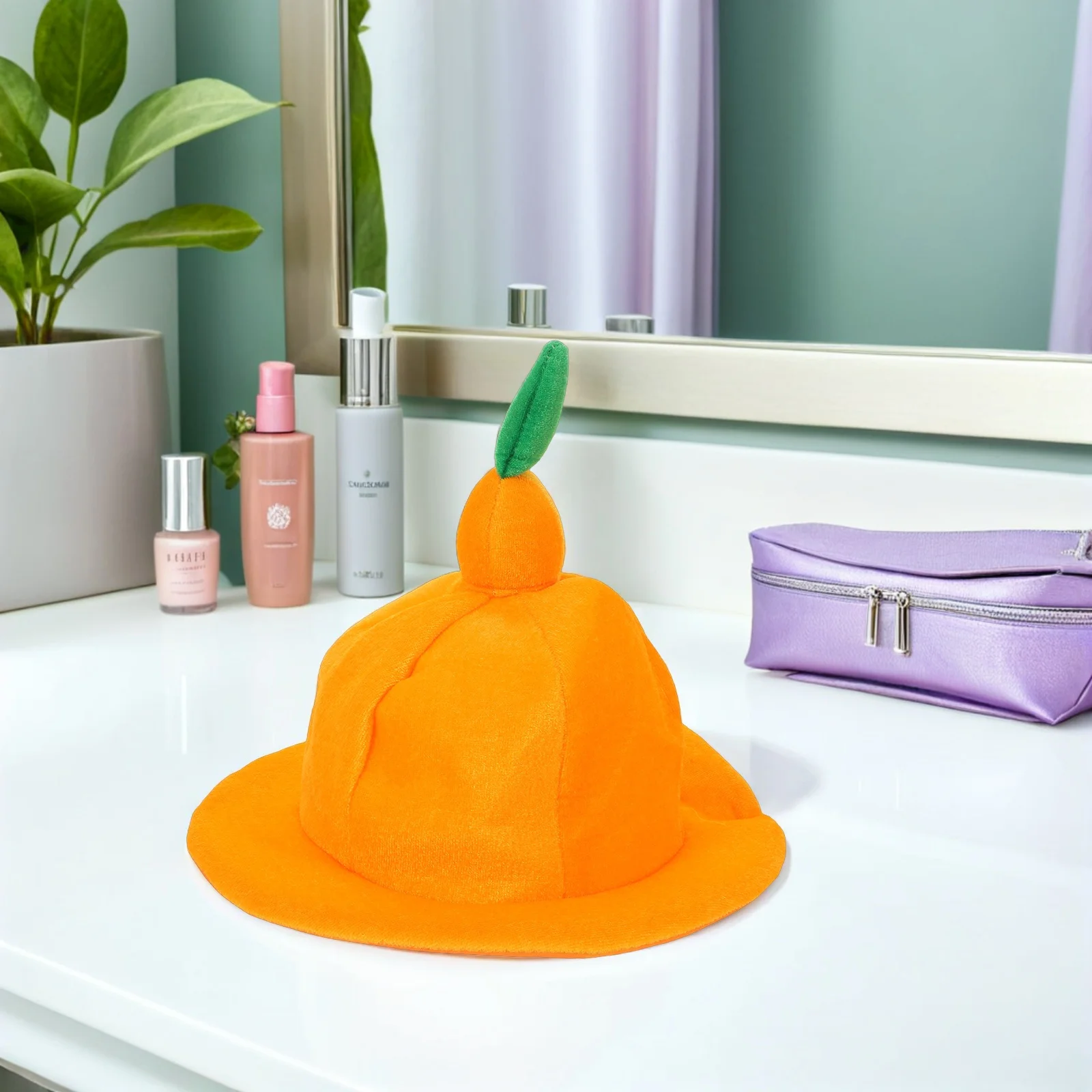 Unique Orange Hat Costume Headwear Funny Fruit Cap Halloween Carnival Party Photo Prop Dress Up Orange Hat Costume
