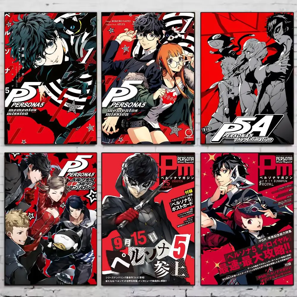 Game P-persona 5 Poster Vintage Wall Art Aesthetic Room Decor Print Living Room Bedroom Home Decoration