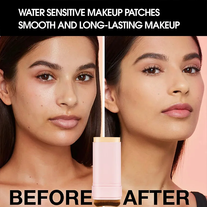 Concealing Foundation Stick 5 Shades With Built-In Brush,  Brighten Lightweight and Waterproof Formula Face Contour Stick Makeup image 6