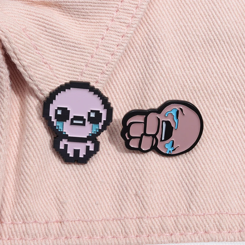 

Pixel Game Cartoon Creature Enamel Pins The Binding of Isaac Cry Metal Badge Backpack Lapel Pin Accessories Gift for Friends