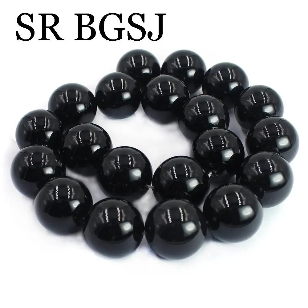 20mm Ball Round Natural Big Black Agat Onyx Loose Gems Stone DIY Beads 15\