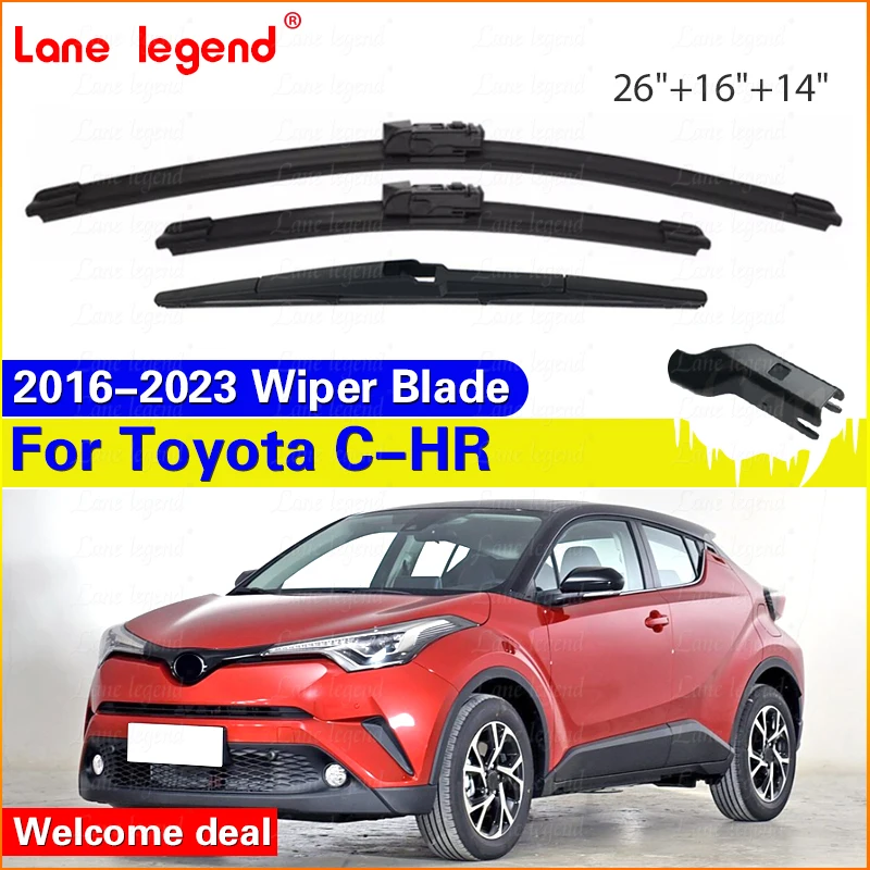 Wiper LHD Front & Rear Wiper Blades Set For Toyota C-HR CHR 2016 - 2023 Windshield Windscreen Window Brushes 26