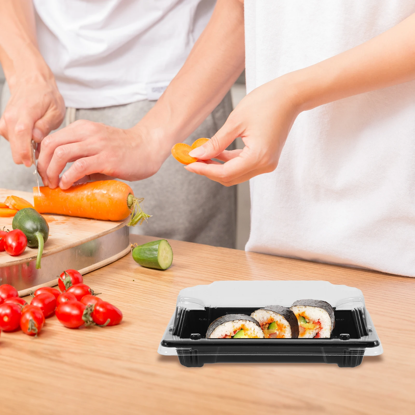 

50 PCS Food Containers with Lids Take Out Boxes Packing Carry Japanese-style Fruit
