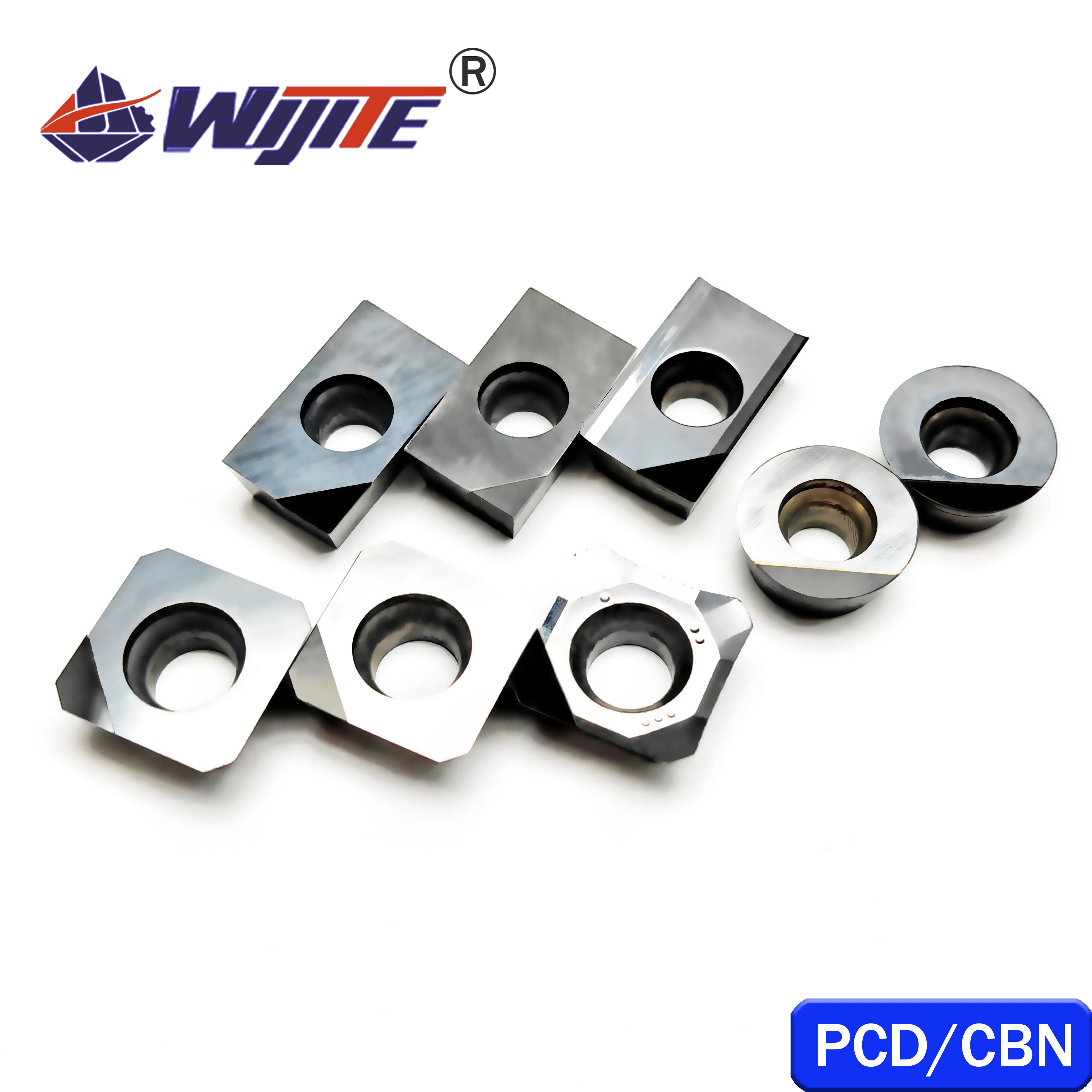 CNC APKT SEHT RPMT RPGT 밀링 커터 피스 CBN 공구 가공 경강, PCD는 알루미늄 구리 및 탄소 섬유에 사용됩니다.