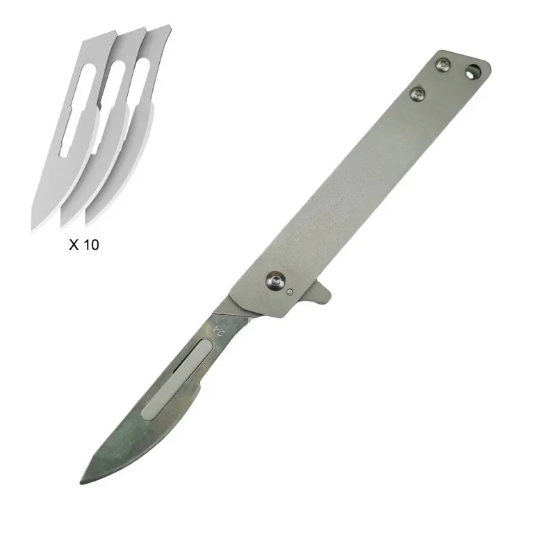 NEW Stainless Steel Quick-opening Folding Knife Utility Knife Mini Folding Keychain Scalpel EDC Courier Opening Knifves 10 Blade