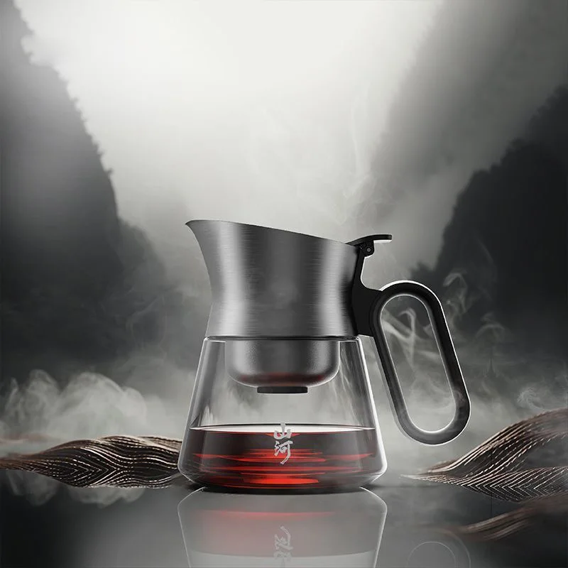 

350ML Glass Teapot One-button Press Filtration Tea Pot Heat-resistant Anti-scald Tea Brewer Stainless Tea Warehouse Separation