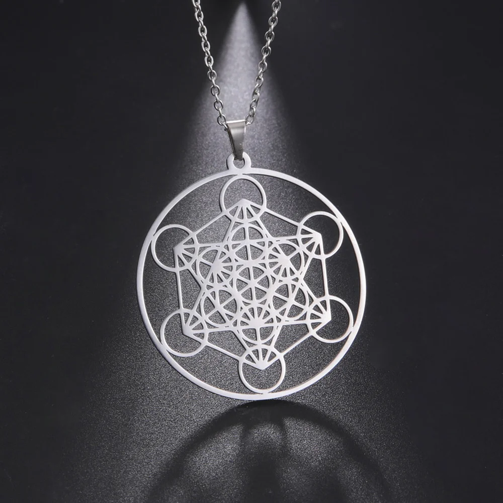 Eueavan Aartsengel Metatron Michael Angel Zegel Ketting Roestvrij Staal Geometrische Kabbalisten Solomon Amulet Verjaardag Sieraden Cadeau