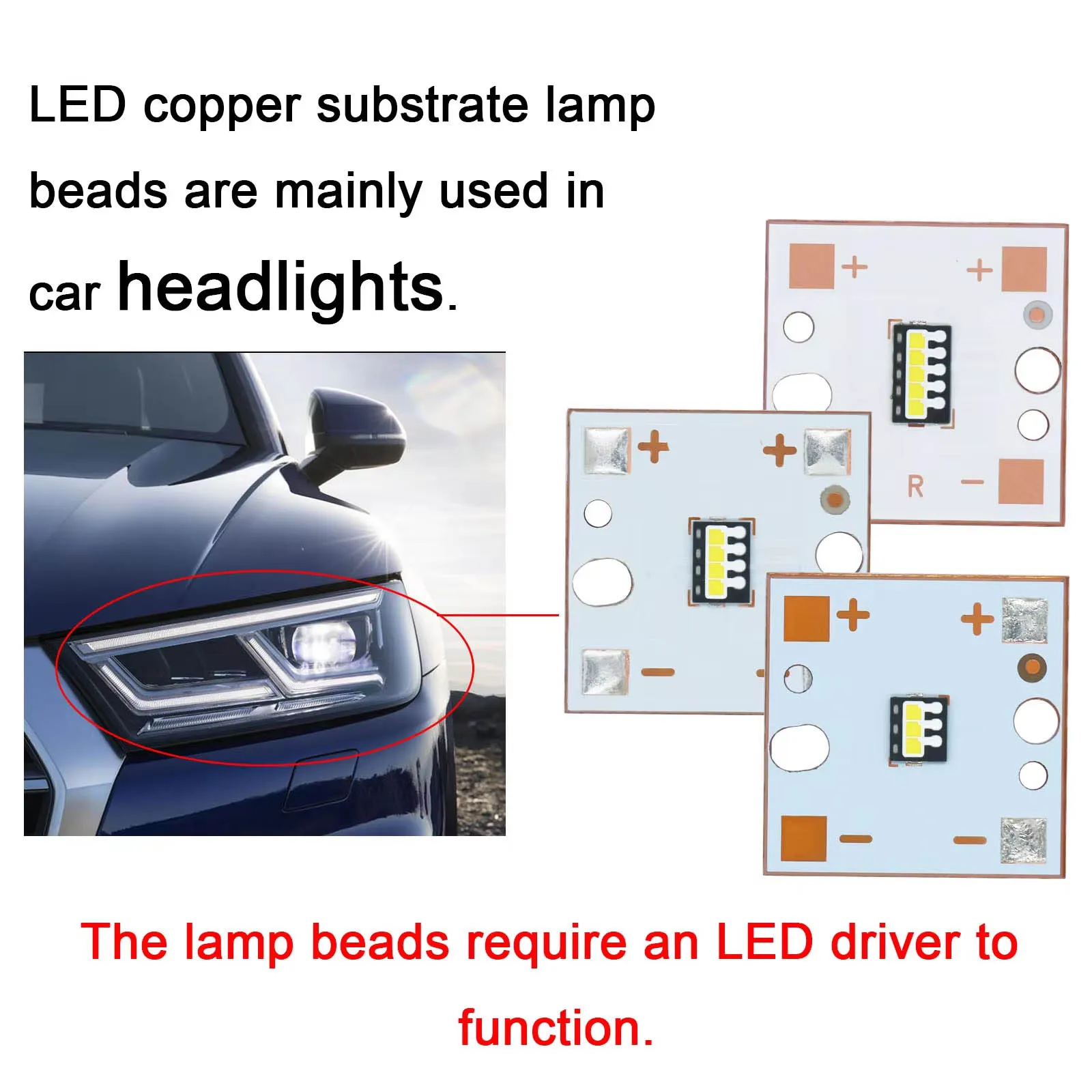 High Power 15W 20W 25W 9V 12V 15V LED COB Lamp Beads Chip SMD PCB Copper Substrate Car Accessories For Automotive Headlights DIY