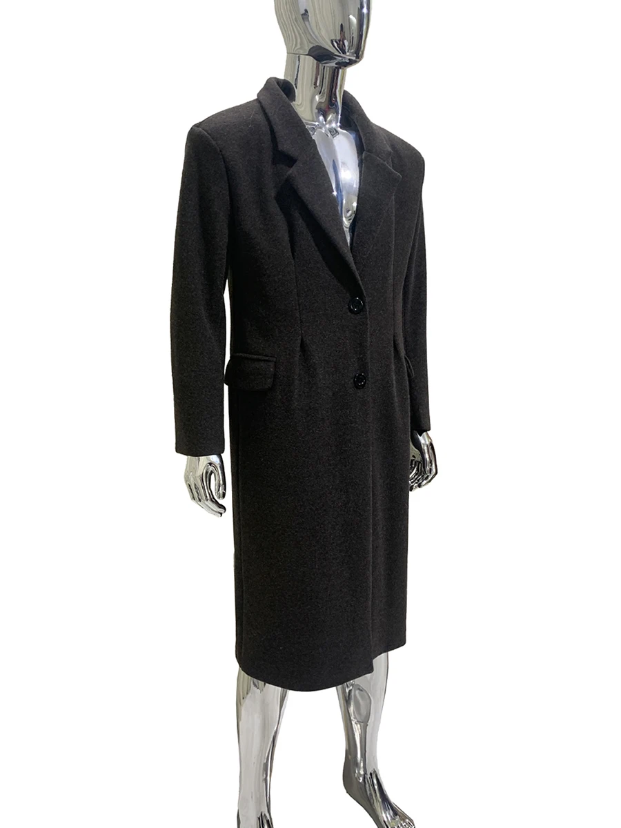 

Autumn Winter Long Thick Warm Soft Fitted Woolen Coat Men Single Breasted Luxury Elegant Chic Wool Blends Overcoat Fashion 2025