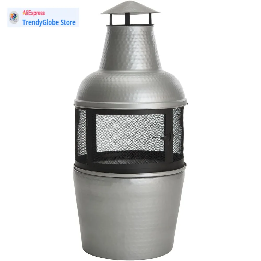

Safavieh Outdoor Collection: Cartagena Style Silver and Black Chiminea