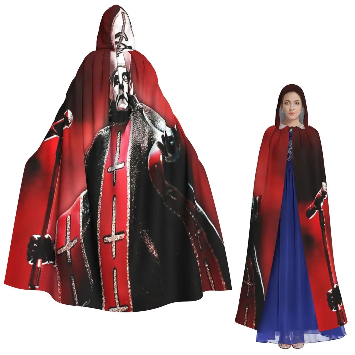 Rock Band Ghost BC Long Hooded Cloak Witch Medieval Costume Cosplay Cape HalloweenParty Adult Unisex