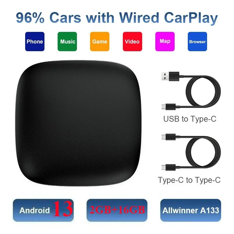 Android13 CarPlay Android Auto A133 Ai Box Draadloze Box voor Netflix YouTube Draadloze Carplay Auto Slimme Systemen voor Bedrade Carplay